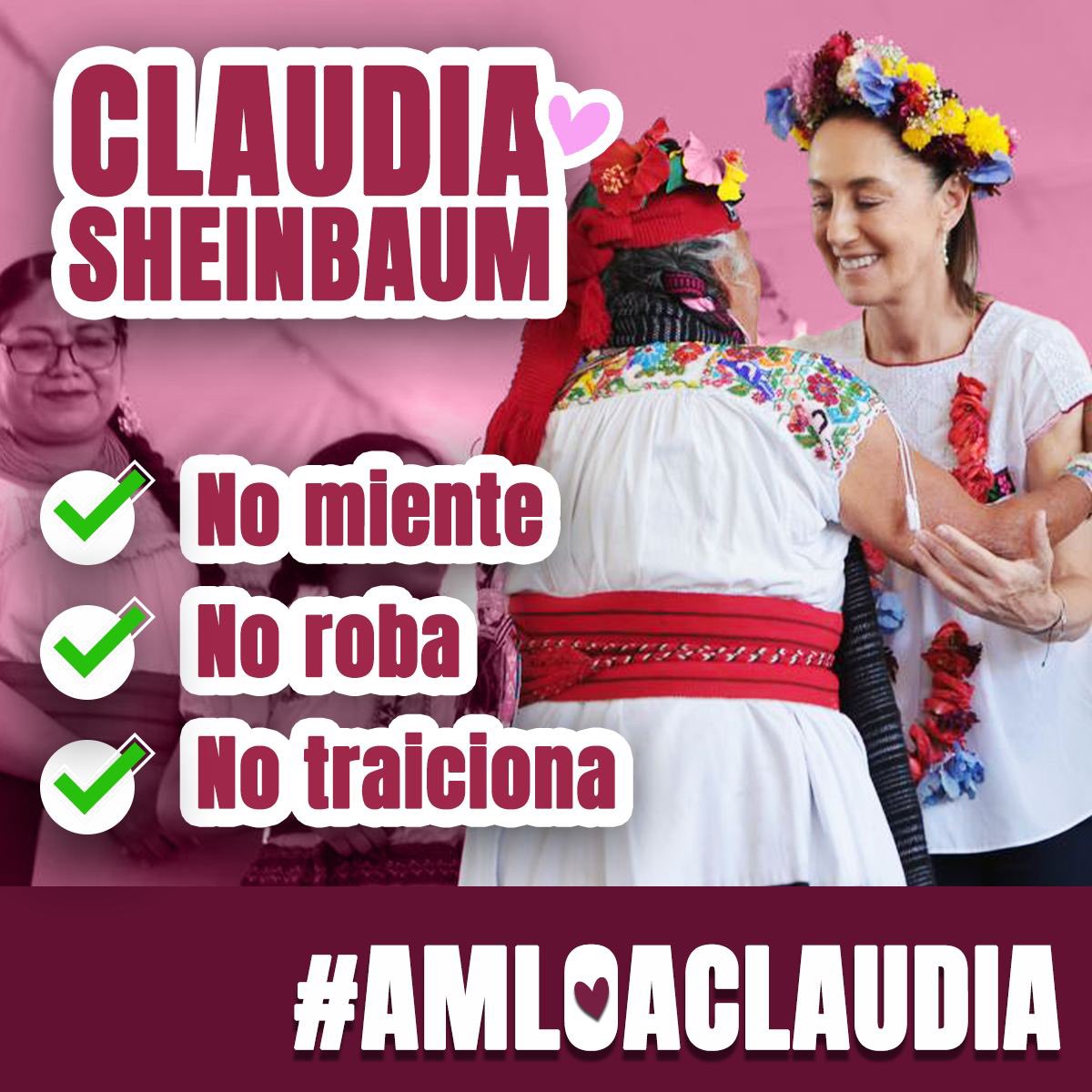 #AMLOaClaudia porque ella representa los valores y principios de la Cuarta Transformación. 🩷
