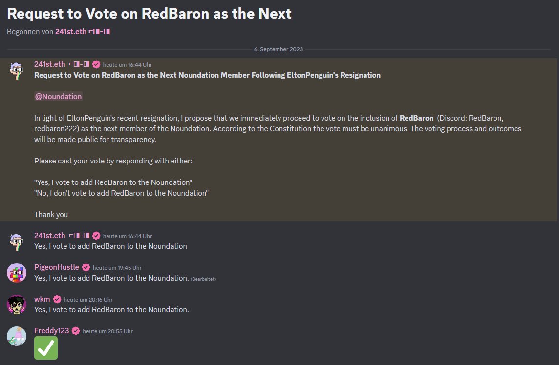 Big news from Noundleville! 📢

Our great friend <a href="/EltonPenguinNFT/">🌈 Elton Penguin ⌐◨-◨</a> is leaving the Noundation after reshaping Noundles for 18 months. We truly appreciate everything he has done for this project &amp; community. 🫶

Excitingly, @RedBaron_WV will step in, after boosting our social media