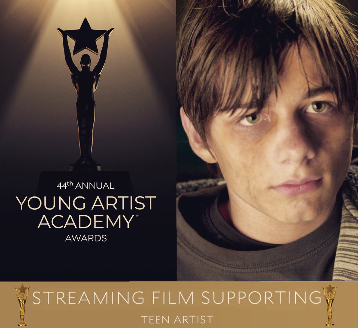 ***SAG Approved Post***
Thank you @youngartistawds for my nomination for Best Supporting Teen Actor-Streaming! Voting begins this weekend from academy members! Good luck to all the nominees!! @youngartistawds #youthoscars #hollywood #sagaftra #onstrike #film #television…