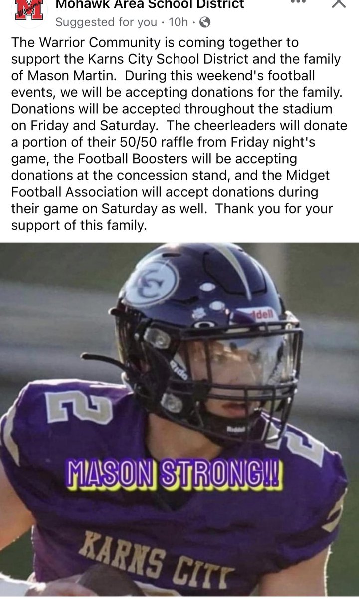 LCSportsNet's tweet image. From @AthleticsMohawk Facebook: #MasonStrong