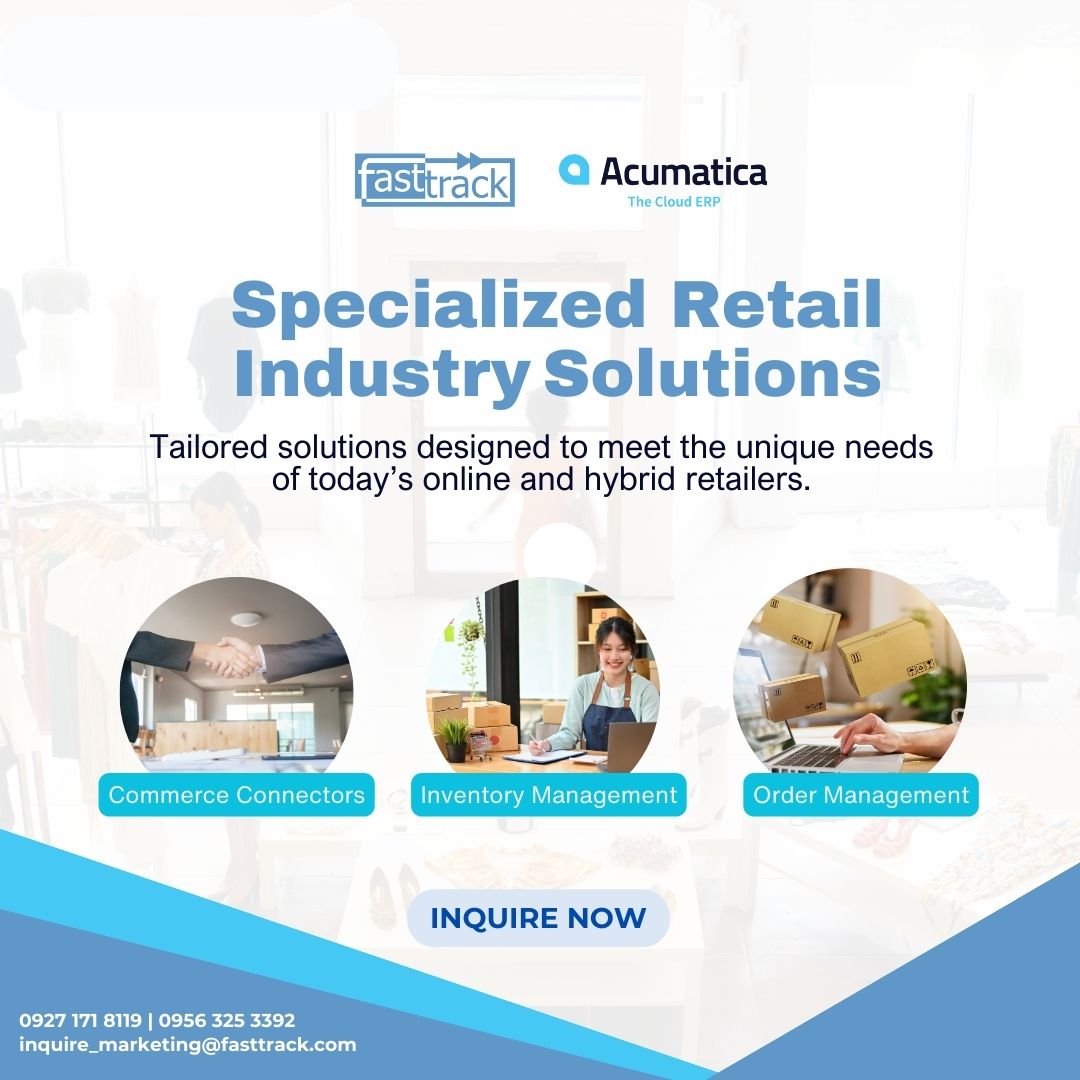 Fasttrack_PH's tweet photo. Elevate Your Retail Game with Acumatica: Tailored Solutions for Modern Retailers.

Contact us to learn more.

#Acumatica #acumaticaretail #retailsystem #retail #fasttrack https://t.co/N40Y5xCAY9