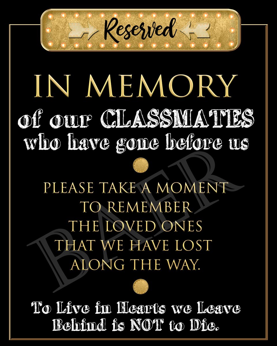 BrigitteBaer's tweet photo. In Memory Sign for Class Reunion PRINTABLE 8x10” - INSTANT DOWNLOAD - Not a physical sign

This is a printable sign to use at a Class Reunion memorial table.  Simply print (or have the sign printed) and add to a frame, print on canvas or attach to chipboard and place on an easel https://t.co/wgcWRor0su