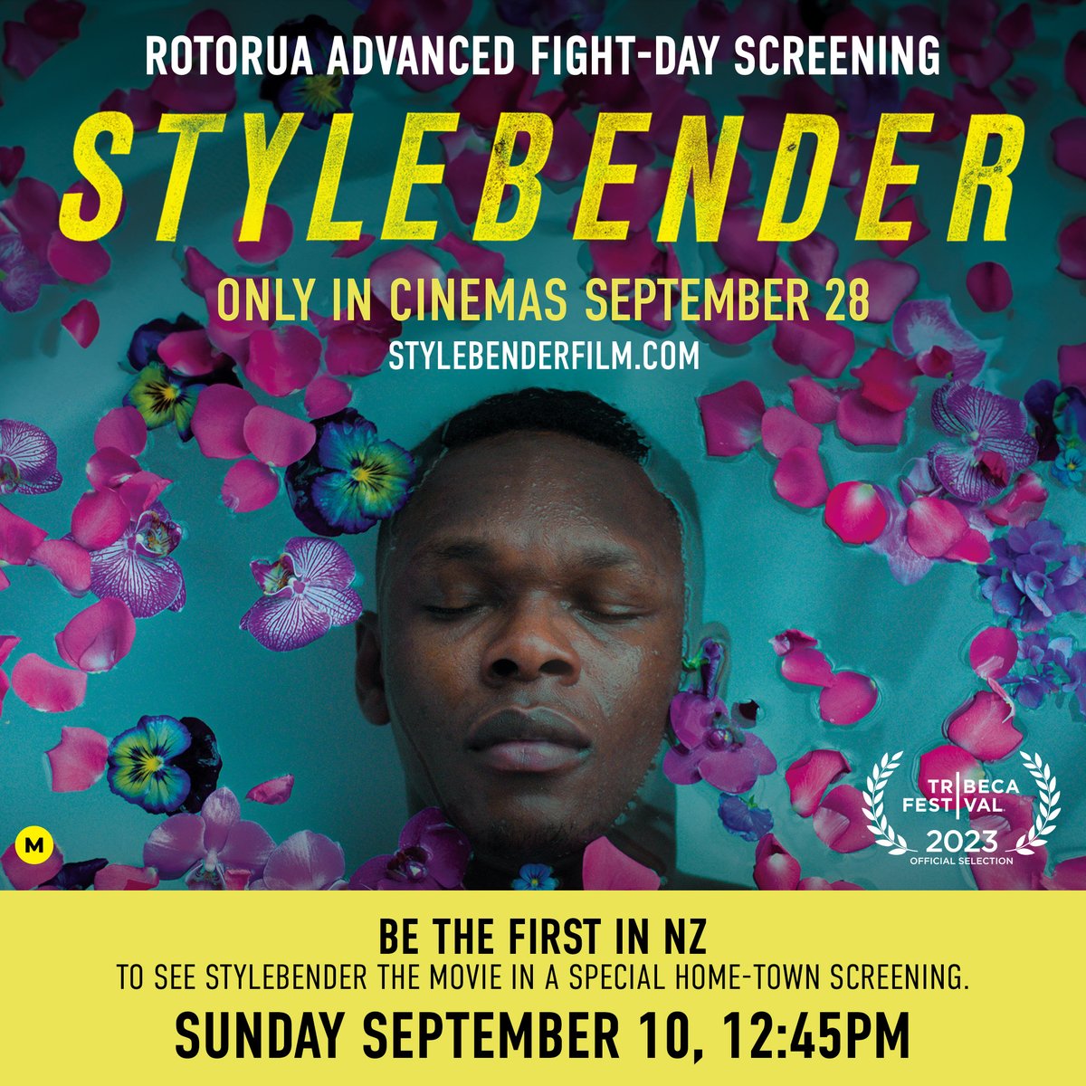 FlicksNZ's tweet image. Rotorua! Israel Adesanya's film #Stylebender is coming to you first in a special advanced screening at Reading Rotorua—right before his big fight. 👊🌹 
Find tickets: brnw.ch/21wCnWp