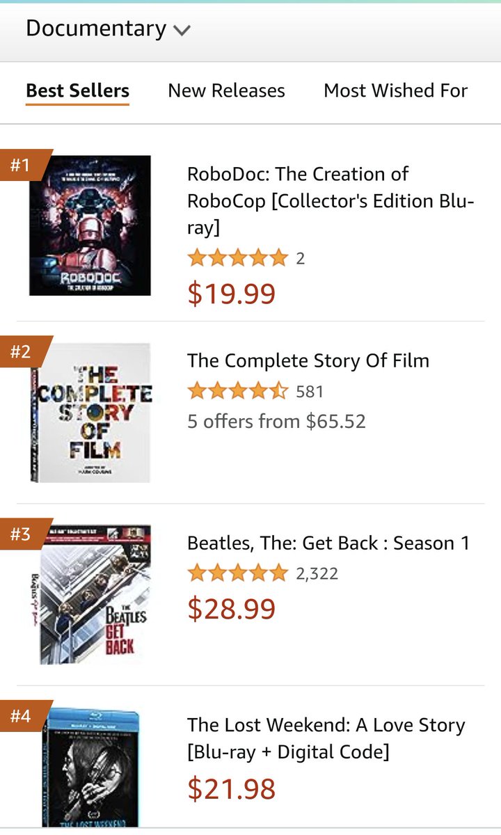 Griff_est88's tweet photo. RoboDoc: The Creation of RoboCop is currently sitting at #1 on the Amazon US Documentary Blu Ray chart and simultaneously #1 on the Amazon UK Blu Ray chart 🤯 https://t.co/ayNUEsIRwa