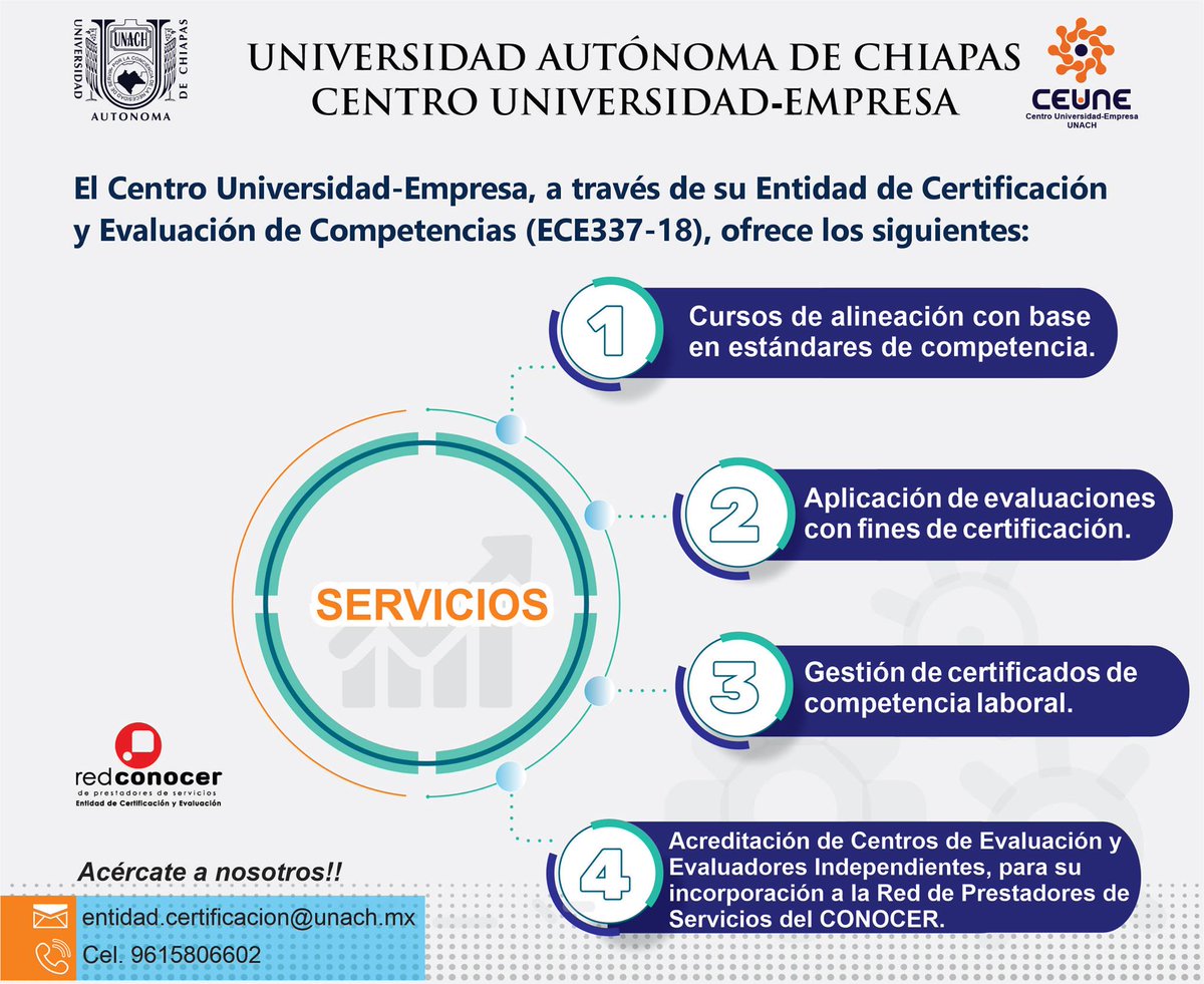 Observa los servicios de capacitación y gestión que puedes encontrar en el Centro Universidad Empresa de nuestra Universidad.
¡Acércate a ellos!