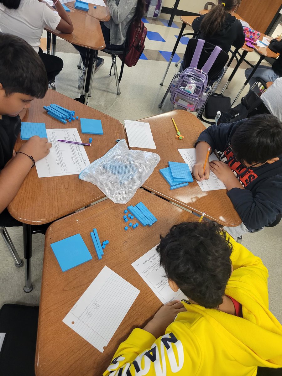Kicking off Day 1 of Decimal Operations! Students used base ten blocks to model adding and subtracting decimals 🤓 #pisdmiddle