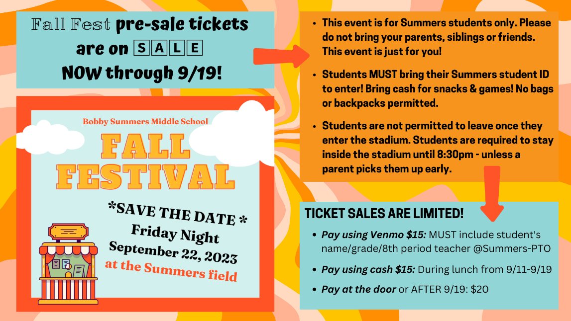 Reminder! Pre-sale tickets will be sold during lunches starting on Monday!