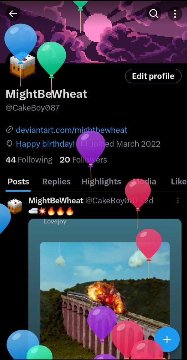 mightbewheat's tweet photo. why are there balloons on my profile https://t.co/XsR7yPD78v