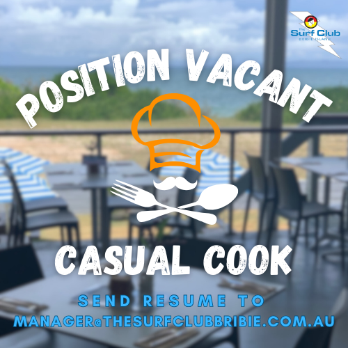 BribieSurfClub's tweet photo. We're on the search for a casual cook to join our busy team.  Great location, awesome team, award wage.
All interested parties should email their resume to manager@thesurfclubbribie.com.au https://t.co/uyWeKe7FC1