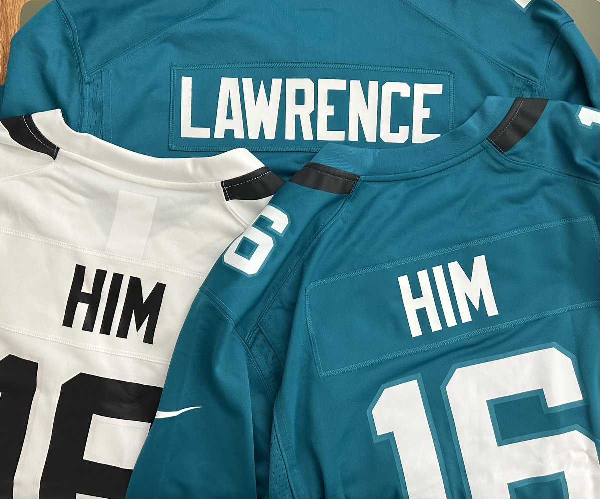 On our anniversary, 9/4, I got these amazing @Trevorlawrencee jerseys from my wife for me to wear with my season tickets! #DUUUVAL