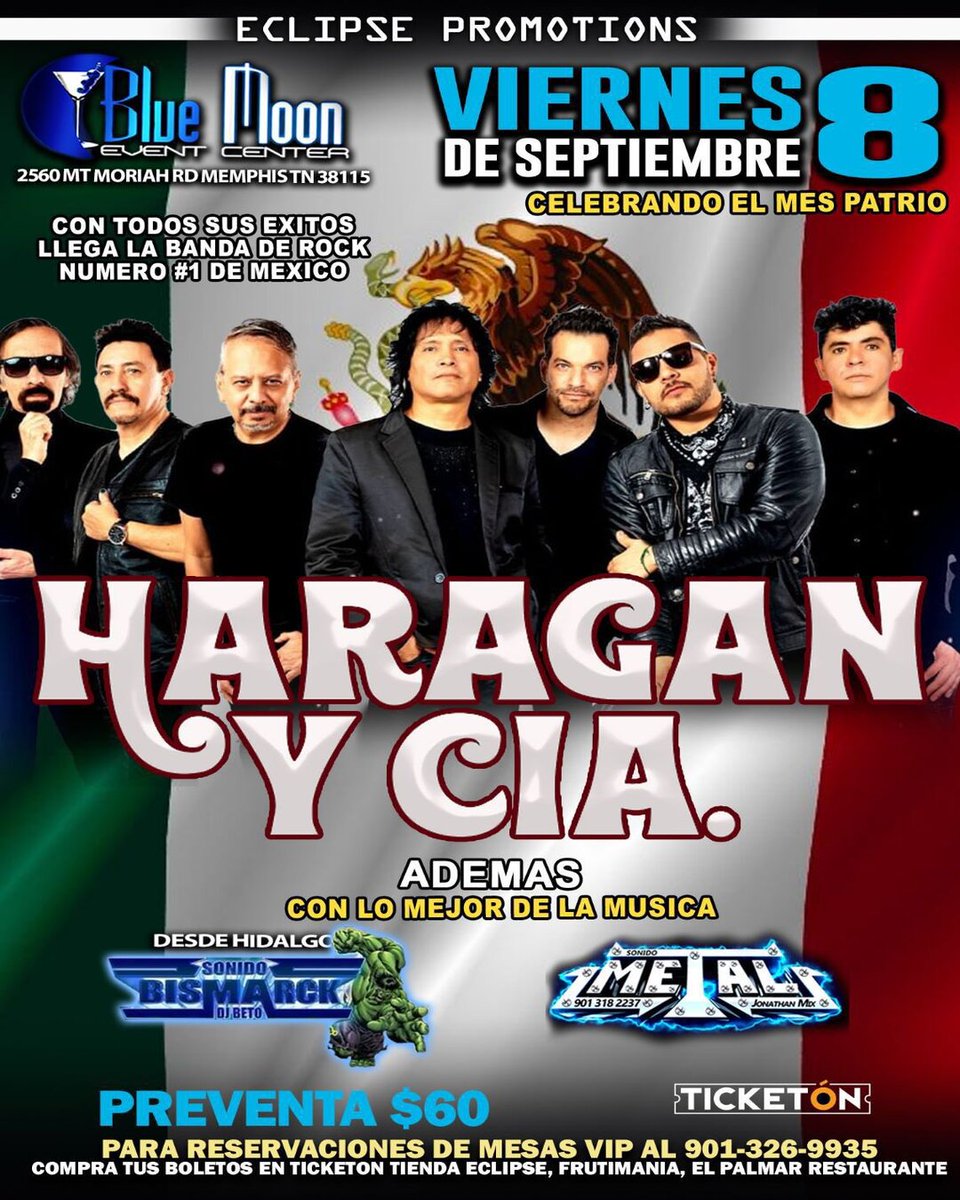 Tocadas Rock Urbano (@rock_urbano) on Twitter photo 8 Septiembre 2023 / Blue Moon Event Center / Memphis TN
El Haragán y Cía (<a href="/ElHaraganyCia/">El Haragán y Cía</a>)
#SonidoBismarck
#SonidoMetal
#TocadaMemphis #TocadaTennessee #TocadasRockUrbano #RockUrbano #RockNacional #RockMexicano #HaragánYCompañía #ElHaragán #ElHaragánYCía #HaragánYCía #Haragán 8 Septiembre 2023 / Blue Moon Event Center / Memphis TN
El Haragán y Cía (<a href="/ElHaraganyCia/">El Haragán y Cía</a>)
#SonidoBismarck
#SonidoMetal
#TocadaMemphis #TocadaTennessee #TocadasRockUrbano #RockUrbano #RockNacional #RockMexicano #HaragánYCompañía #ElHaragán #ElHaragánYCía #HaragánYCía #Haragán