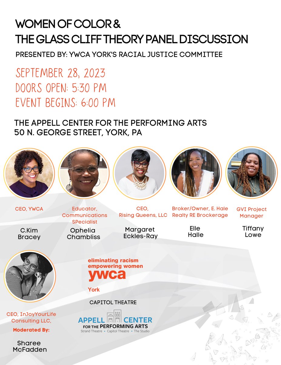 Looking forward to being a panelist for this upcoming #YWCAOfYorkCounty event. #GlassCliffTheory #DealWithElle