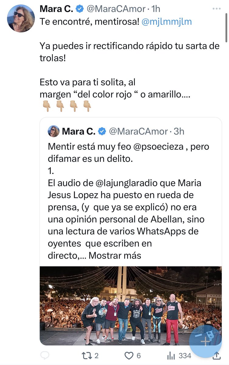 Miguel Ortega 🚀♥️ (@miguelop_) on Twitter photo Menuda elementa <a href="/MaraCAmor/">Mara C. ⚖️</a>.
Se dedica a insultar y ni siquiera deja comentar en sus tuits, militante de la Libertad se dice.
Lo de las empresas y el fraccionamiento de contratos en varias del mismo grupo de traca.
La trasera LA JUNGLA RADIO aparecía en todos los eventos. Menuda elementa <a href="/MaraCAmor/">Mara C. ⚖️</a>.
Se dedica a insultar y ni siquiera deja comentar en sus tuits, militante de la Libertad se dice.
Lo de las empresas y el fraccionamiento de contratos en varias del mismo grupo de traca.
La trasera LA JUNGLA RADIO aparecía en todos los eventos.