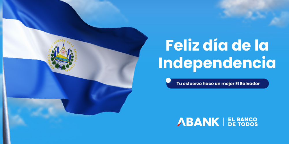 En ABANK estamos orgullosos de ser salvadoreños y aportar para el desarrollo de nuestro país ✨

¡Feliz Día de la Independencia! 🇸🇻

#ABANK #ElBancoDeTodos #15deSeptiembre #septiembre2023 #MesDeLaPatria #ElSalvador #IndependdenciaSalvadoreña