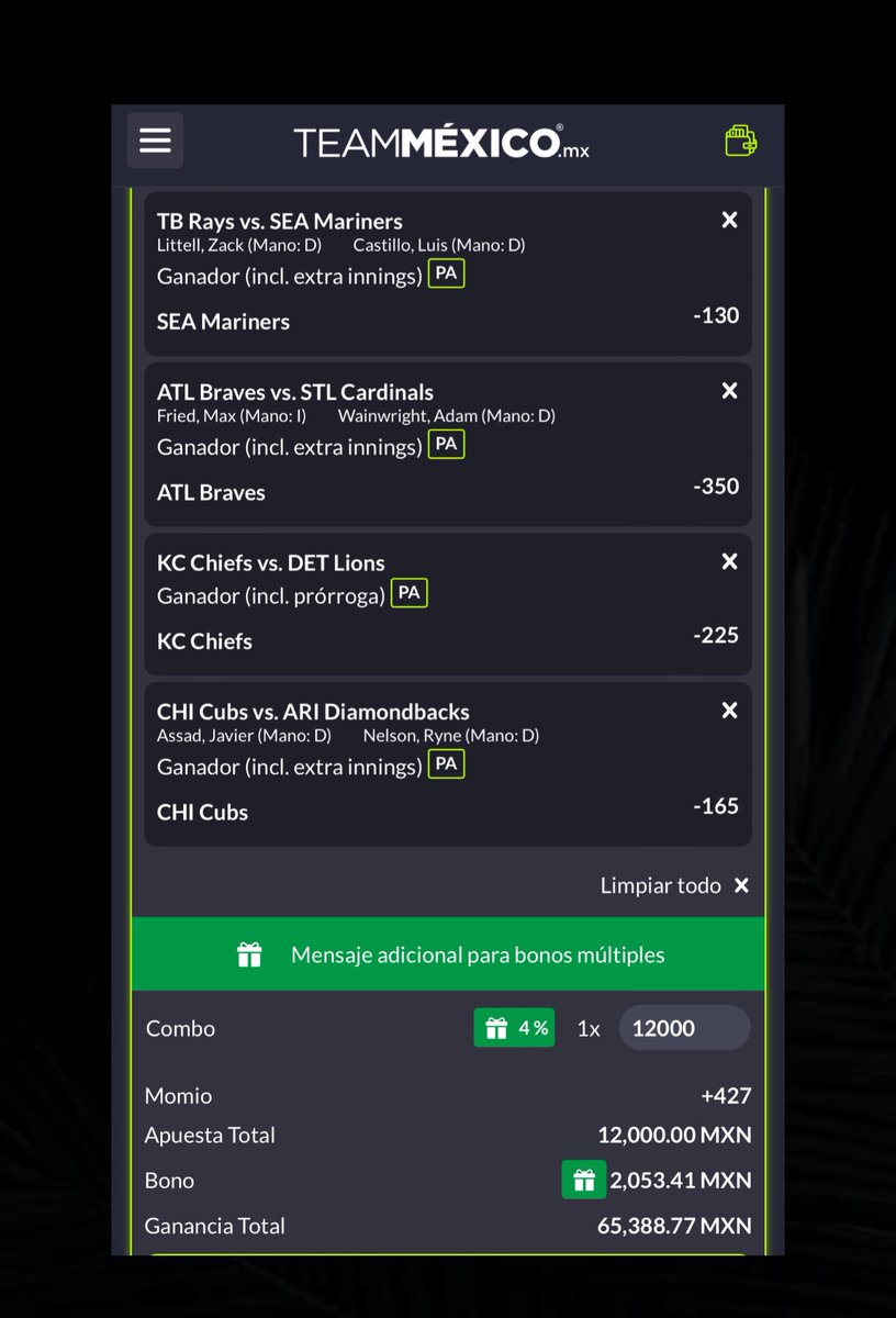 hugowx_'s tweet photo. - Parlay +427 🧨

De ganar regalaré $2,000 entre los ♥️🔄🗯️

Así sería: https://t.co/81TXvXYjCm