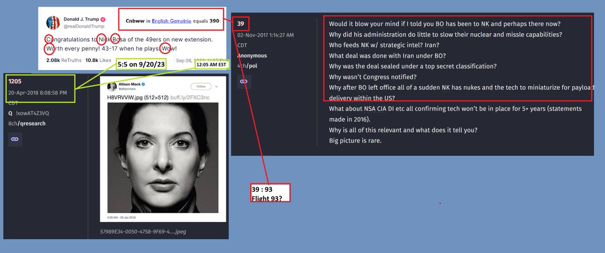 LoD_STL's tweet image. At 12:05am, President Trump posted on TS.

Q Drop 1205
April 20, 2018 (5:5 is 9/20/2023--within the 9/9-9/21 date range next week)
Picture of Allison Mack

#TrumpCode gives a GV of 390.
390 &amp;gt; 39
Q 39
More about BO, NK, and nukes....

It's all connected.  

Could 39 also be a hint