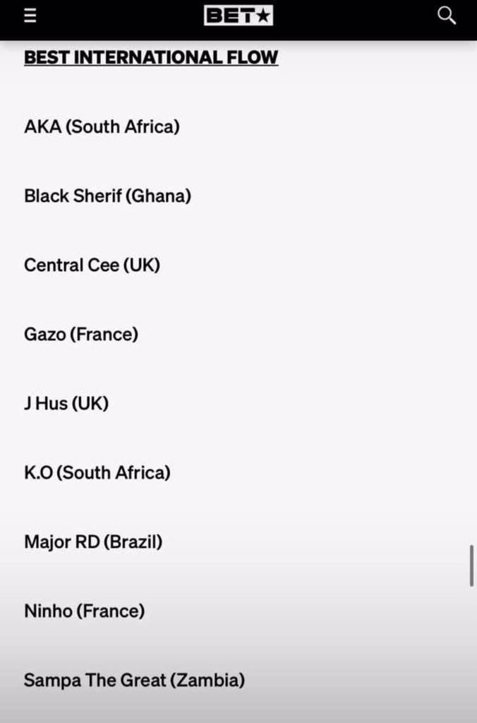 ZedMusicBlog's tweet photo. SAMPA THE GREAT HAS BEEN NOMINATED AT THE 2023 BET AWARDS 

Zambian artist Australian based Sampa the Great has been nominated in the category “The Best International flow” at the 18th annual BET Hip-Hop Awards along side South African heavyweights K.O and late AKA, Nigeria’s https://t.co/rOnaNhY2j1