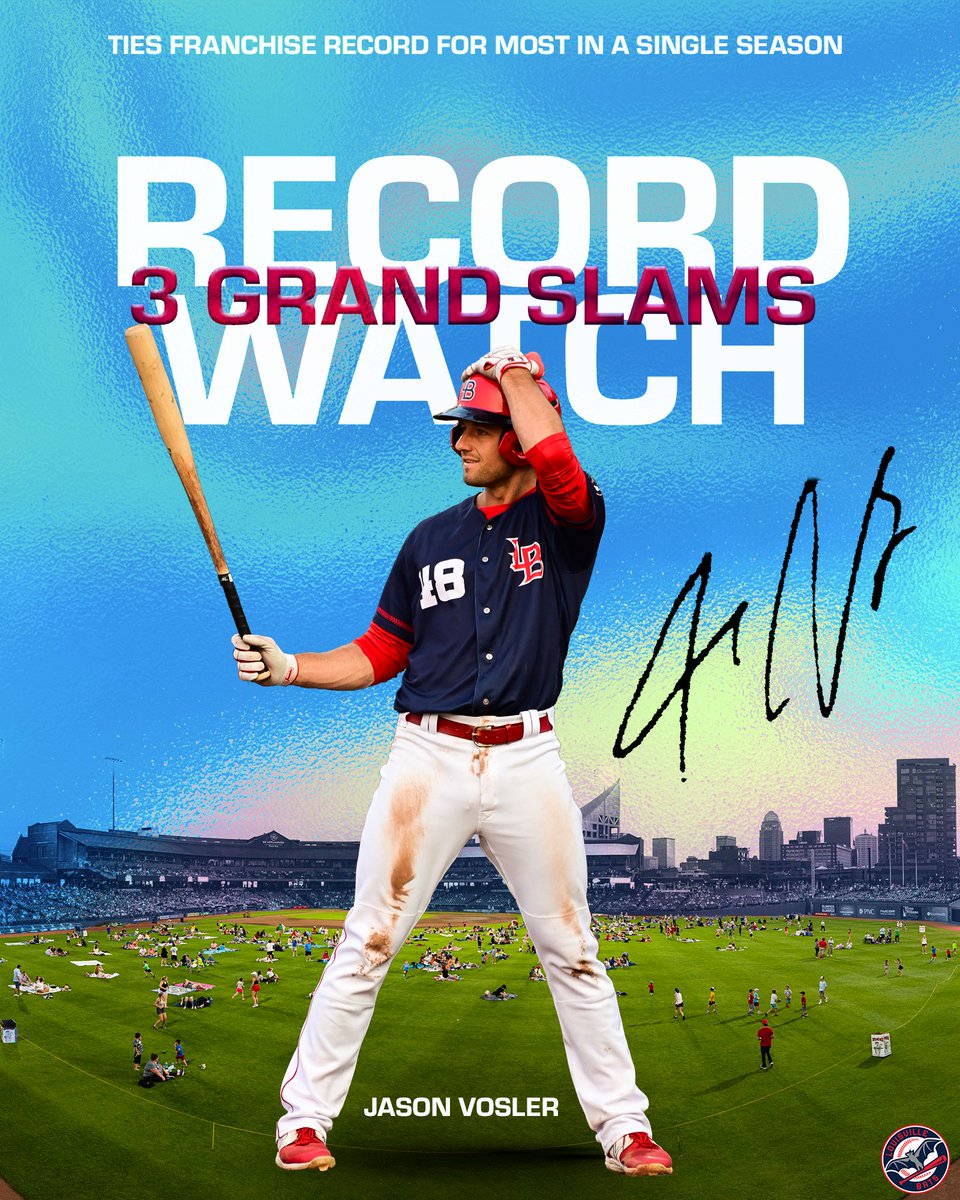 LouBatsPR's tweet photo. Jason Vosler. Franchise Record. Collision eminent. https://t.co/91rxOAGlVb