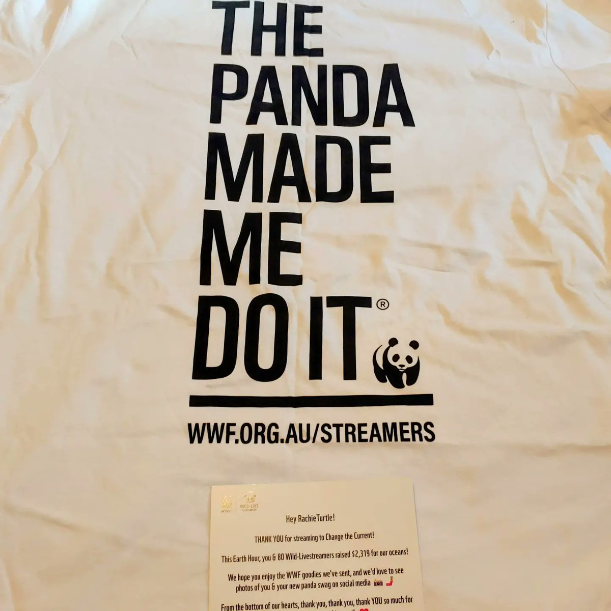 rachieturtle's tweet photo. AAAAAAHHHHH!!! My @WWF_streamers shirt came in the mail today! Thank you again to everyone who donated during my charity stream back in June. Y'all are amazing 💖
#ChangeTheCurrent #SmallStreamer #TwitchStreamer #ThePandaMadeMeDoIt #WWF https://t.co/lsOviJchlG