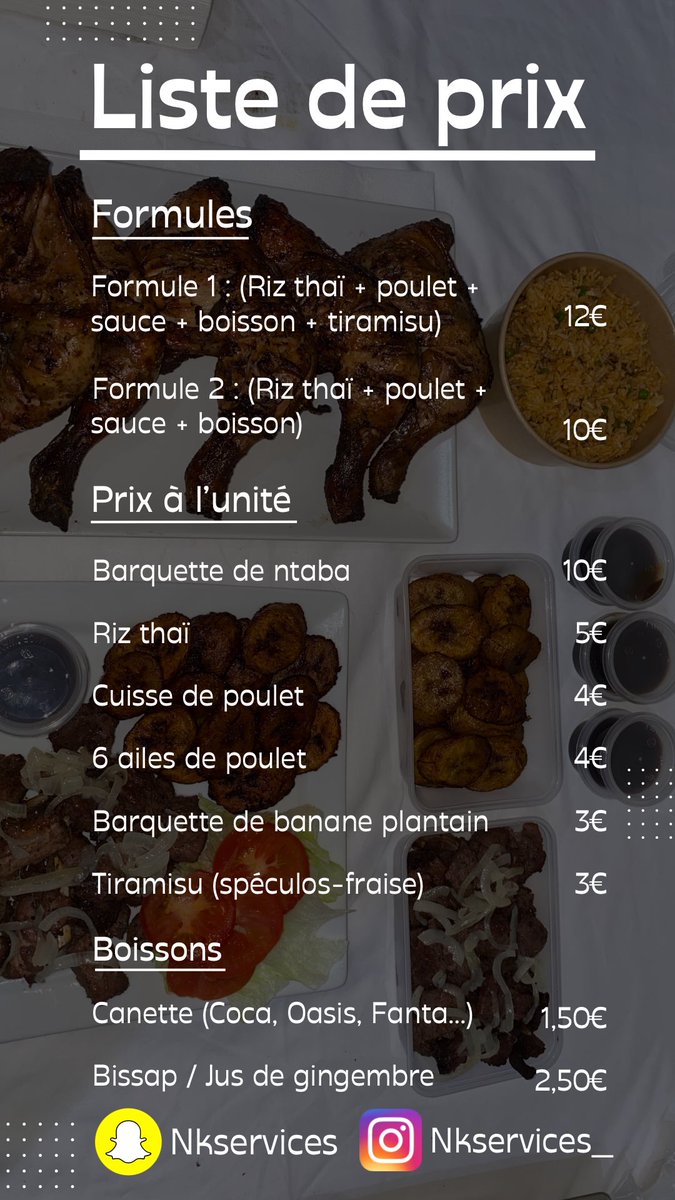 _SkinnyGvng's tweet photo. Ma mère lance son propre business si c possible de lui donner d’la force. Pour passez vos commandes, le snapchat : Nkservices. On est situés au Blanc-Mesnil 93 pour le retrait des commandes. Merci à vous &amp; bon appétit d’avance pour ceux qui commanderons ✨💕
Insta : Nkservices_ https://t.co/zi8cEAmcKD