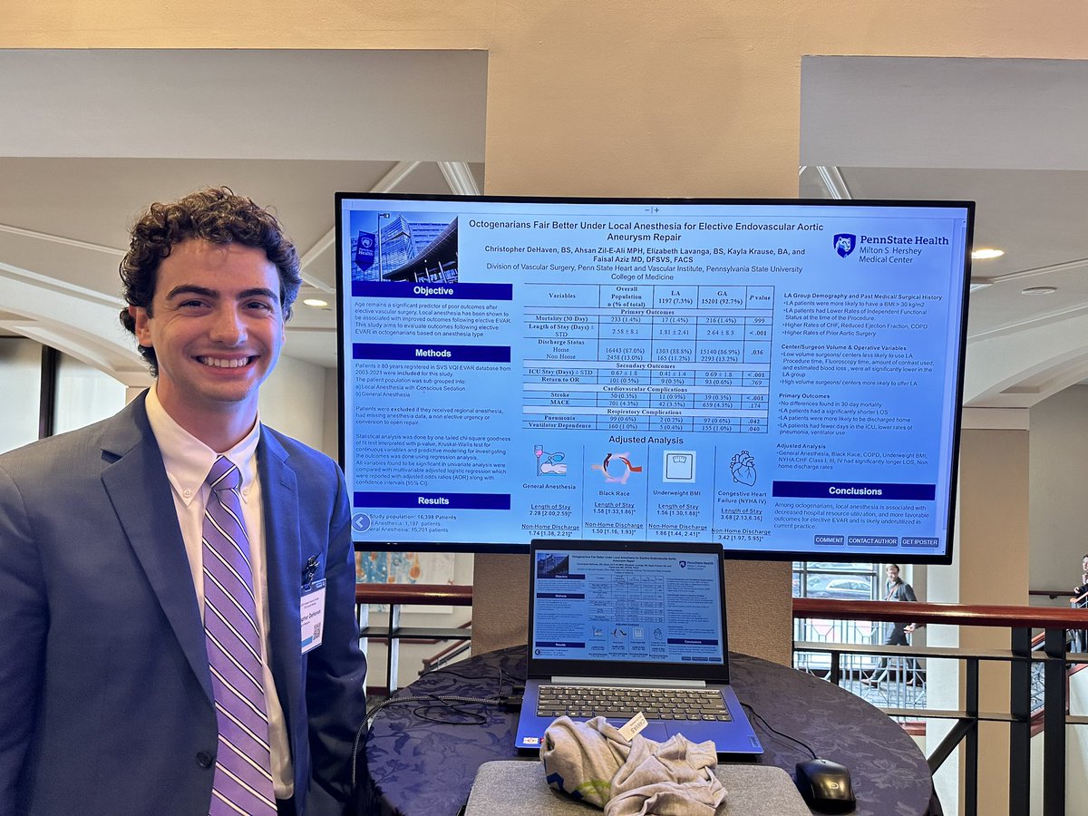FA_VascularMD's tweet photo. Proud of @PennStHershey students giving excellent presentations at  @VascularEVS annual meeting!
Future of vascular surgery is great!
@FutureVascSurgn #WeAre
 @LavangaE @ChrisDeHavenPSU @ldogbe4 https://t.co/hVJbjm4Tn8