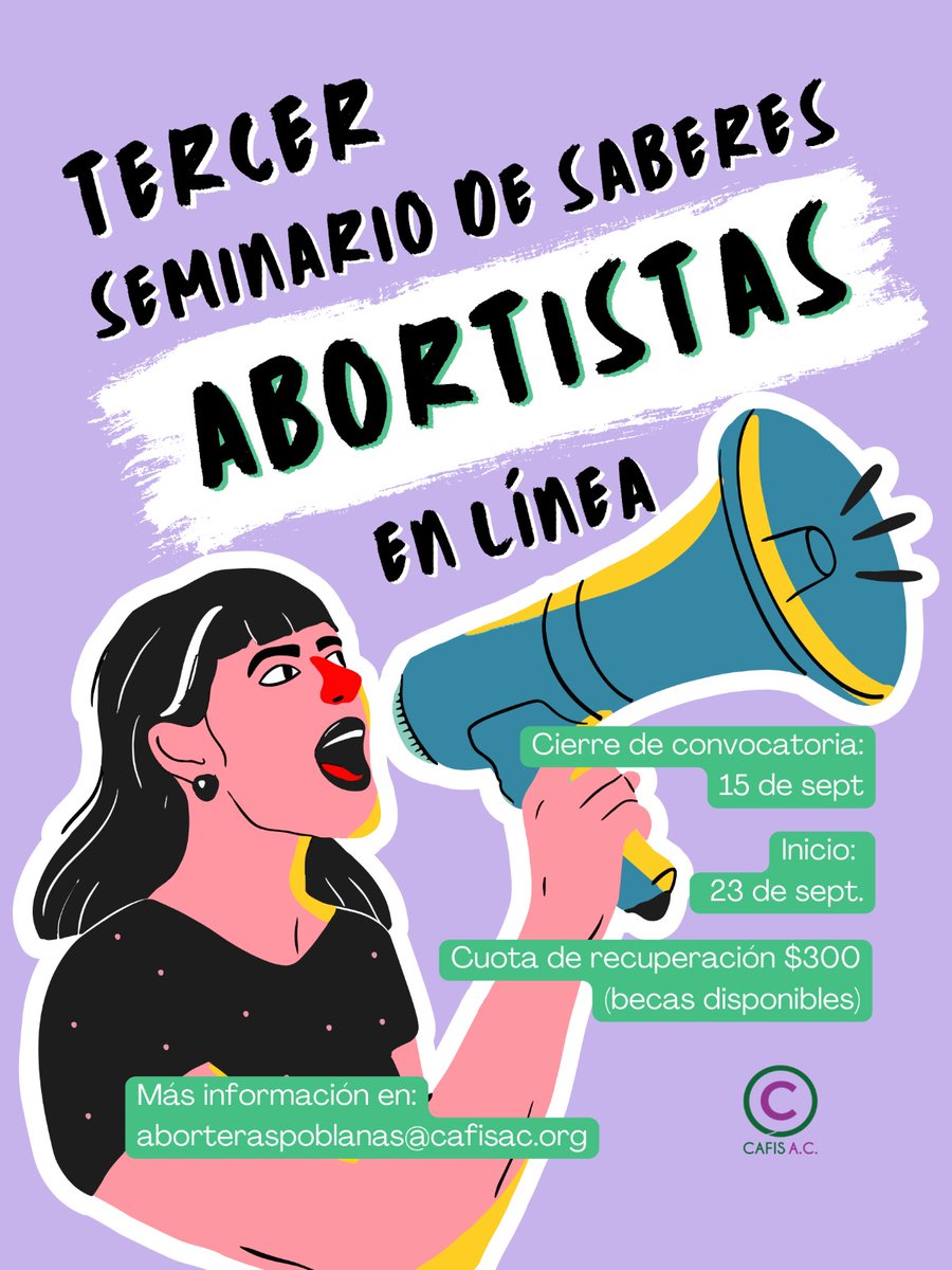 CAFIS_AC's tweet photo. No pudo ser una mejor semana para comenzar a convocar al TERCER #SEMINARIO DE SABERES ABORTISTAS (EN LÍNEA) 📢💚

Enlace de registro 📝: https://t.co/8oYzY21Msh https://t.co/aodfD86J2J