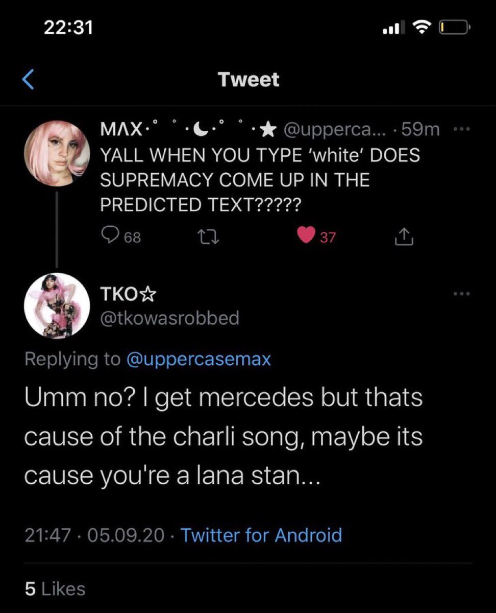 skyferrori's tweet photo. “maybe it’s cause you’re a lana stan” https://t.co/PzD3NJ42dI