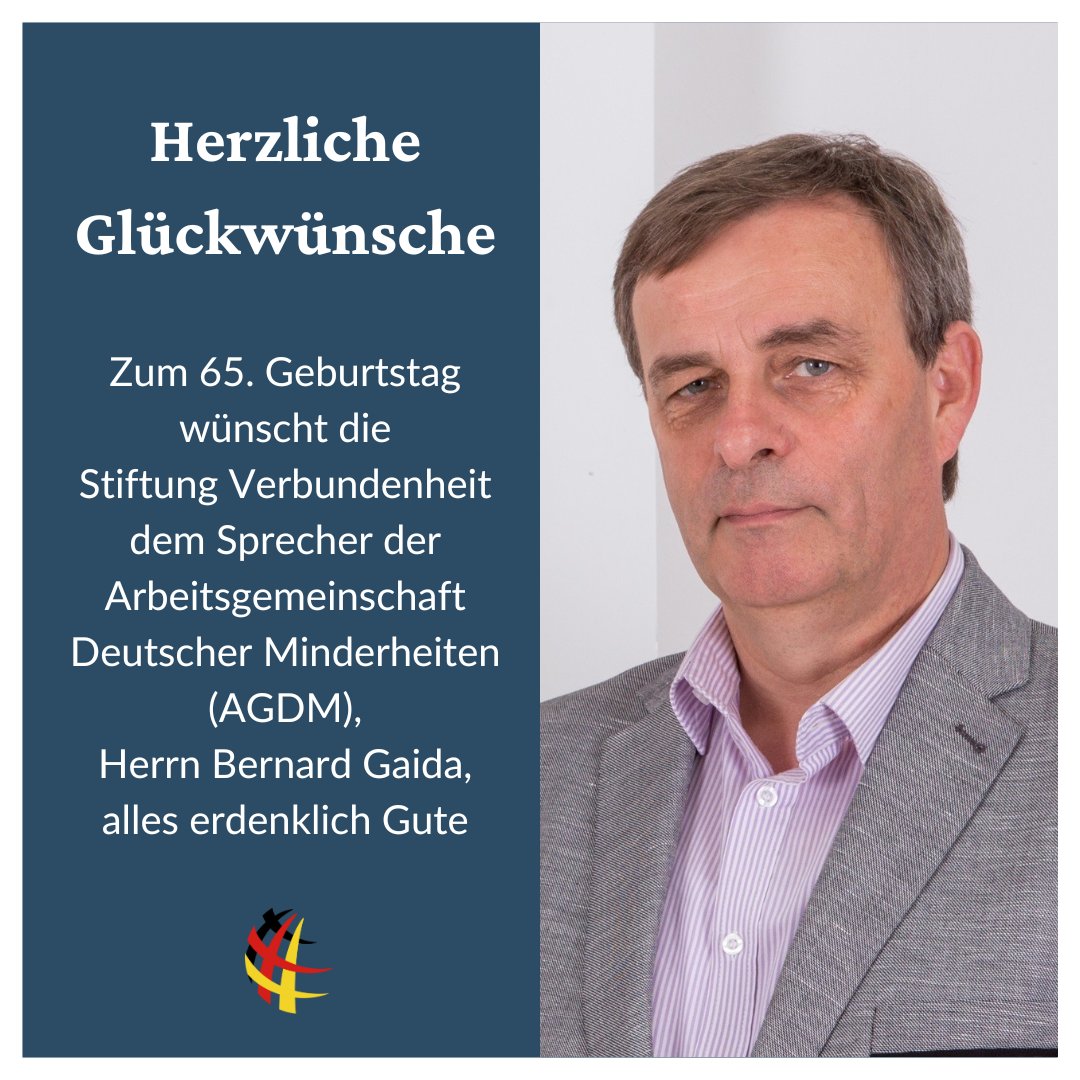 StiftungVerbund's tweet photo. Bernard #Gaida, der Sprecher der Arbeitsgemeinschaft Deutscher Minderheiten (#AGDM), wird heute 65 Jahre jung. Wir als #StiftungVerbundenheit mit den Deutschen im Ausland gratulieren herzlich. https://t.co/rp8Ik2dufJ