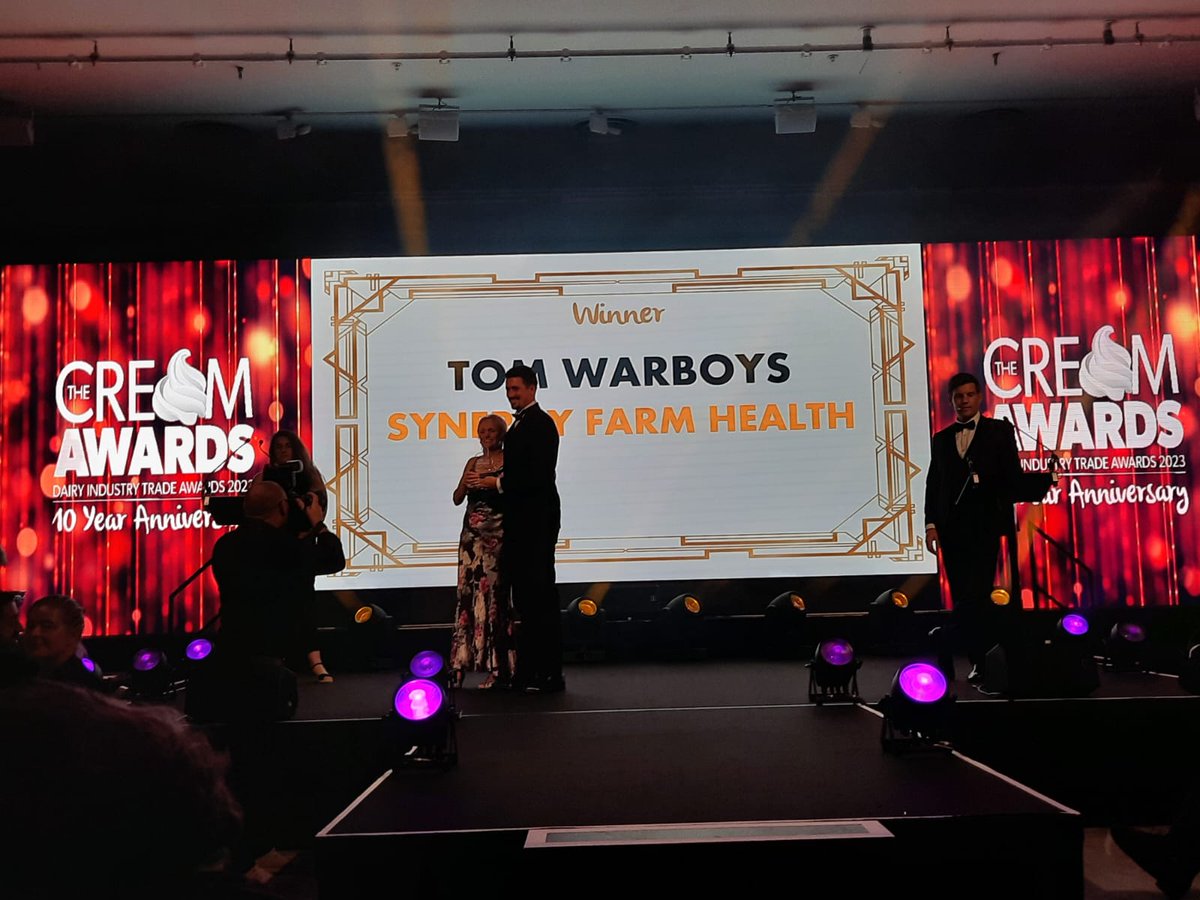 Synergy Farm Health (@synergyfarmvets) on Twitter photo He won!!! Huge congratulations to our Tom Warboys, Young Dairy Vet of the Year at the 2023 #creamawards. We are immensely proud! <a href="/britishdairying/">British Dairying</a> He won!!! Huge congratulations to our Tom Warboys, Young Dairy Vet of the Year at the 2023 #creamawards. We are immensely proud! <a href="/britishdairying/">British Dairying</a>