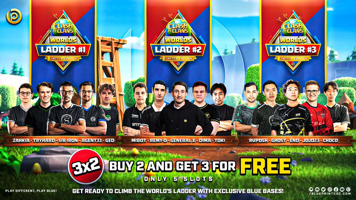 🤩 Our First Limited Edition Pack with High Exclusivity, ONLY 5 SLOTS, has been released!

💪 3 World's Ladder Packs, 3 Different Squad to give you variety to select the Best Pack for You!

Check out this blog for more info! 🔽
blueprintcoc.com/Post/Climb-The…

If this wasn't enough, if