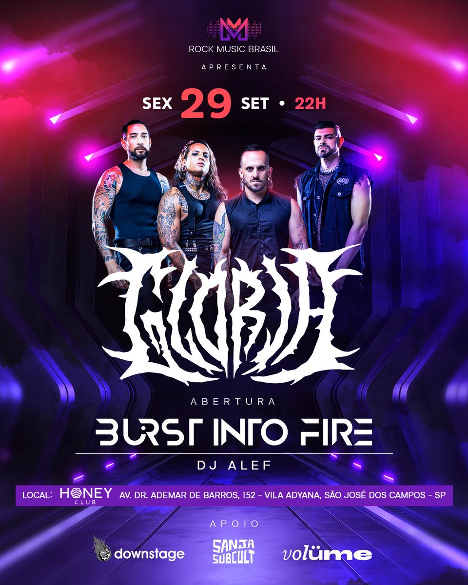 AAAAAA, Teremos a honra de fazer parte da festa do <a href="/gloriarock/">⛧ GLØRI∆ ⛧</a> na Honey Club em SJC!!!! Queremos ver todo mundo lá ❤️‍🔥 

👉🏻: ingressos10.com.br/honeyrockbanda…