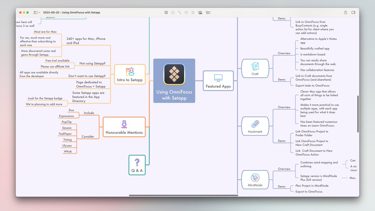 Tim Stringer (@timstringer) on Twitter photo I'm making great use of <a href="/mindnode/">MindNode</a> as I prepare to lead the Using #OmniFocus with <a href="/Setapp/">Setapp by MacPaw</a> session on @learnomnifocus (Sep 20 / 10-11:30 PDT). Appropriately enough, one of the eight #Setapp apps I'm featuring in this session is #MindNode.
More Info: learnomnifocus.com/live/using-omn… I'm making great use of <a href="/mindnode/">MindNode</a> as I prepare to lead the Using #OmniFocus with <a href="/Setapp/">Setapp by MacPaw</a> session on @learnomnifocus (Sep 20 / 10-11:30 PDT). Appropriately enough, one of the eight #Setapp apps I'm featuring in this session is #MindNode.
More Info: learnomnifocus.com/live/using-omn…