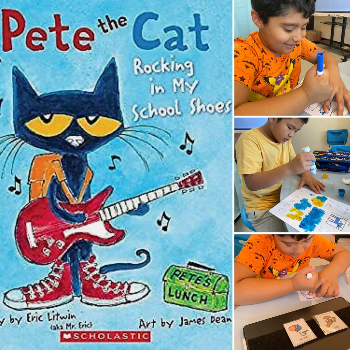 We read one of my favorite back to school books and worked on following directions to make own own Pete the Cat 🎸 <a href="/A_RiveraNY/">Dr. Alejandro Rivera</a>