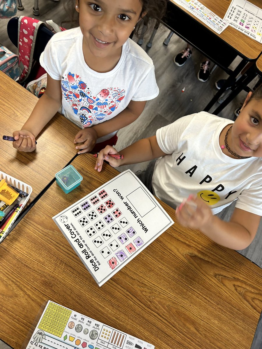 MsLee_123's tweet photo. We used teamwork yesterday to “roll, count and color” some dice. I witnessed such kind and patient friends working very hard! #FirstGradeFamLee #BestYearYet @BethpageUFSD https://t.co/K4PLaourXC