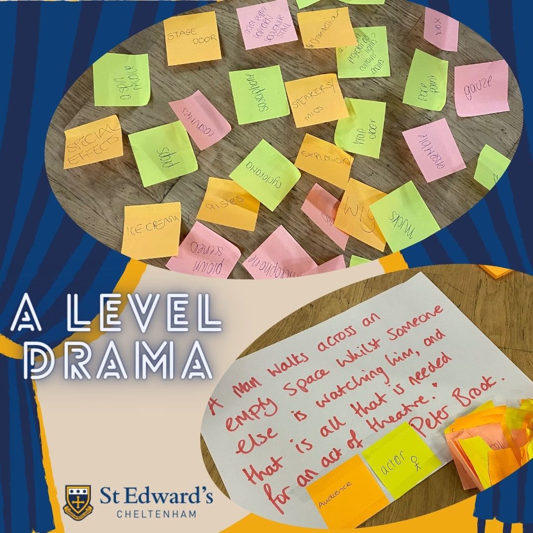 SECExpressArts's tweet photo. First lesson of A Level Drama! After writing out all the amazing things you might find in a piece of theatre, we stripped it all back to the absolute essentials. Peter Brook reminding us what’s crucial, as we embark on two exciting years of theatre making.
#SECdrama #SECsixthform https://t.co/Y4LTwoUjY2
