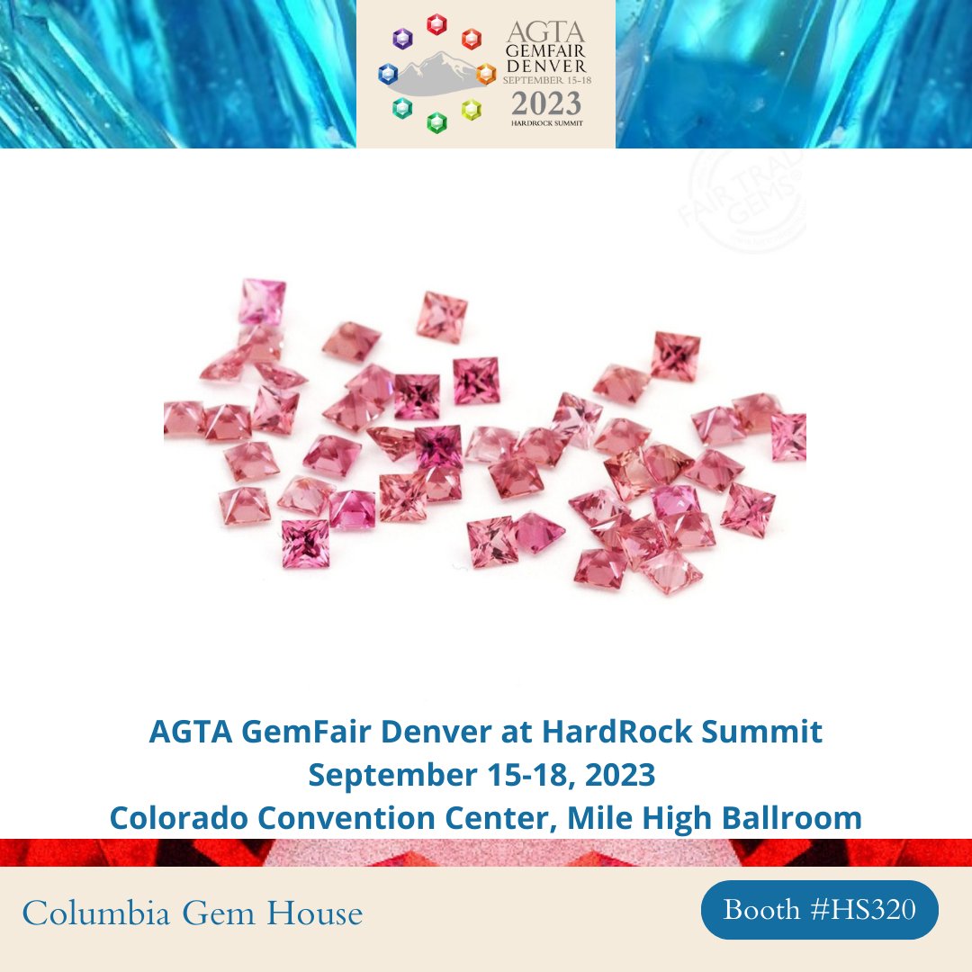 agta_gems's tweet photo. Columbia Gem House will be at booth #HS320 at the AGTA GemFair Denver. Register to attend today to come see more of their amazing pieces like these pink Tourmalines in all different cuts!

Register today!

#AddMoreColorToYourLife #AGTAGems #AmericanGemTradeAssociation #AGTA https://t.co/38C0mrRkWY