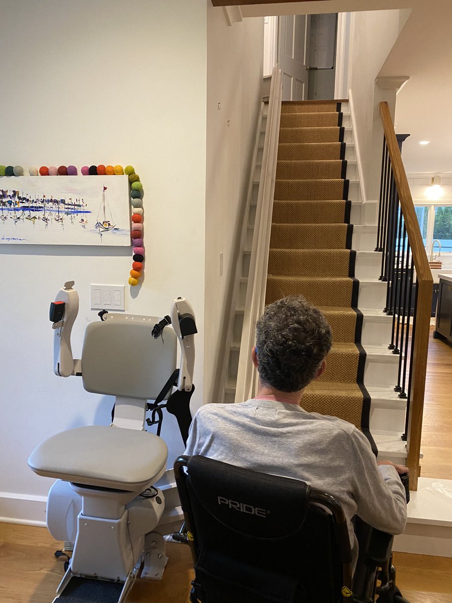 bsw5020's tweet image. The chair lift is in. The wall mount is up. And tonight, for the first time in two years, I will see the second floor of our house. 

Not today ALS. Not today.