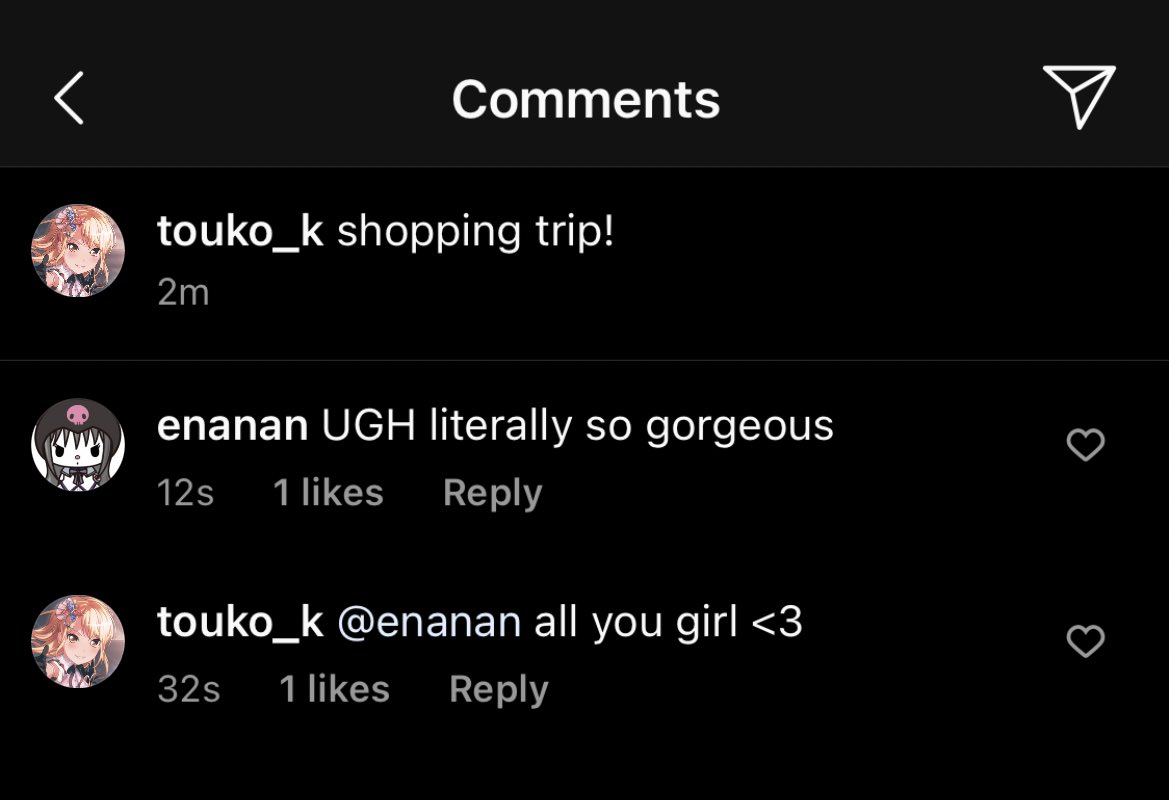 pjskfacts's tweet photo. PJSK Fact #120: Ena is online friends with Touko Kirigaya from Bandori! They often comment on each other's social media posts 💖 https://t.co/vgJNL59MUA
