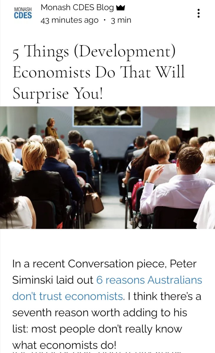 Emilia @econemilia.bsky.social (@etjernst) on Twitter photo To celebrate <a href="/MonashUni/">Monash University</a>'s Equity, Diversity and Inclusion Week, I wrote a blog post highlighting some (perhaps surprising!) economics research, presented at <a href="/CDES_Monash/">Monash CDES</a> Prato conference in June, that aligns with #EDI efforts.
cdesblog.com/post/5-things-…
#WhatEconomistsReallyDo To celebrate <a href="/MonashUni/">Monash University</a>'s Equity, Diversity and Inclusion Week, I wrote a blog post highlighting some (perhaps surprising!) economics research, presented at <a href="/CDES_Monash/">Monash CDES</a> Prato conference in June, that aligns with #EDI efforts.
cdesblog.com/post/5-things-…
#WhatEconomistsReallyDo