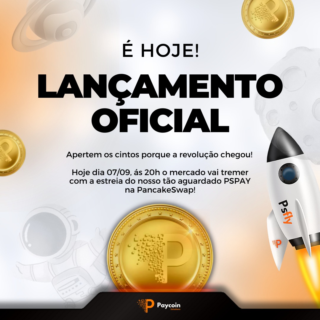 Paycoinsolution's tweet photo. Chegou o dia que todos nós aguardávamos.
O lançamento do token PSPAY irá acontecer a poucos minutos e você terá a oportunidade de adquirir o token mais promissor de 2023 e aproveitar todas as vantagens que ele oferece.

Acesse o agora o link do bio e adquira o seu token PSPAY! https://t.co/Q6Y3Wl4UQQ