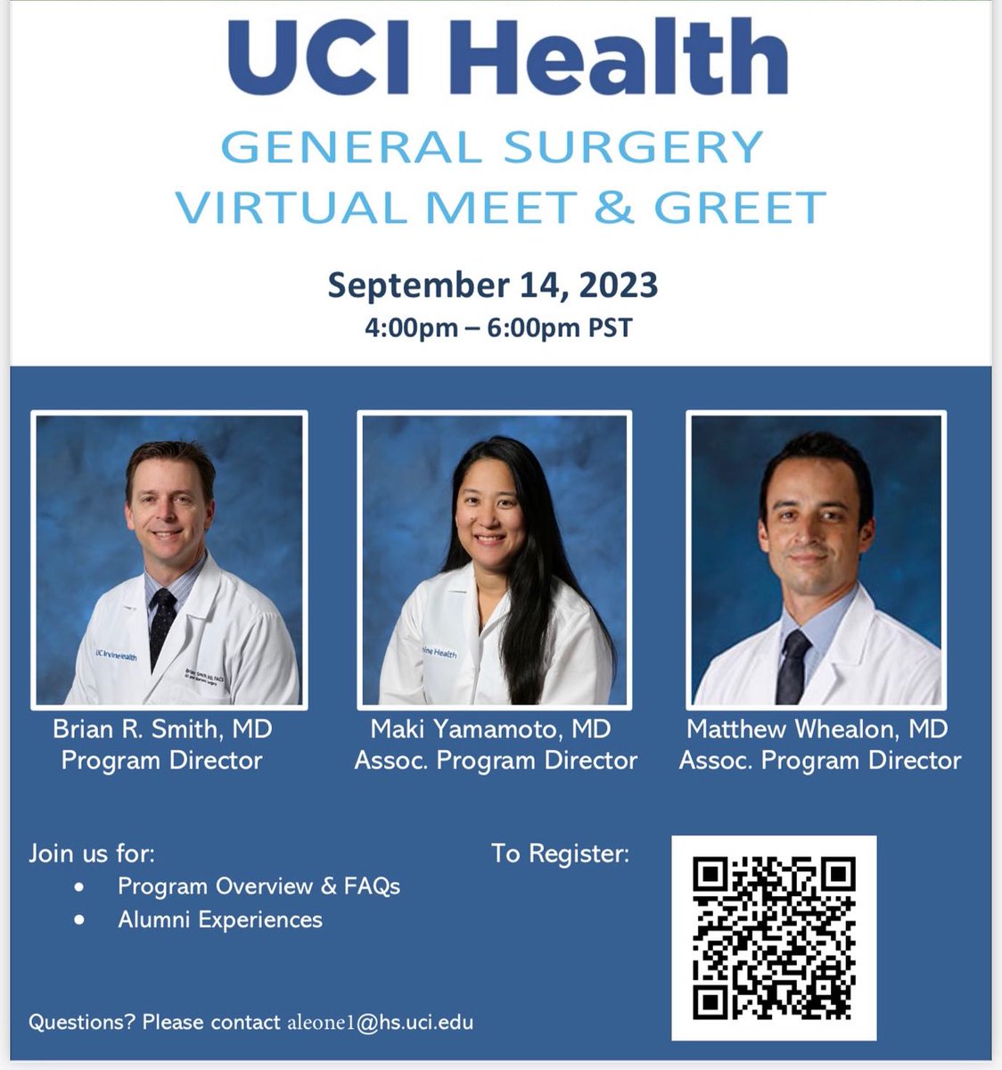 Come meet the amazing program leadership and the even more fabulous residents at UC Irvine. Register by Wednesday September 13! survey.co1.qualtrics.com/jfe/form/SV_0G…
#NRMP #gsurgmatch2024 #surgery #awesomeprogram #ucihealth #Match2024