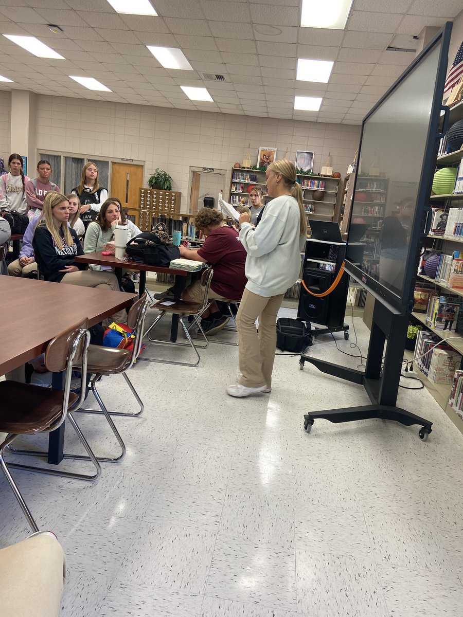 ECHSFCA's tweet photo. Great message brought this morning @ECHSFCA by @MakenzieKni !! The devil will always attack when we are at our weakest. Stay strong! Special shout out to Mrs. Higg for allowing us to meet in the library. https://t.co/BnoLopINxu