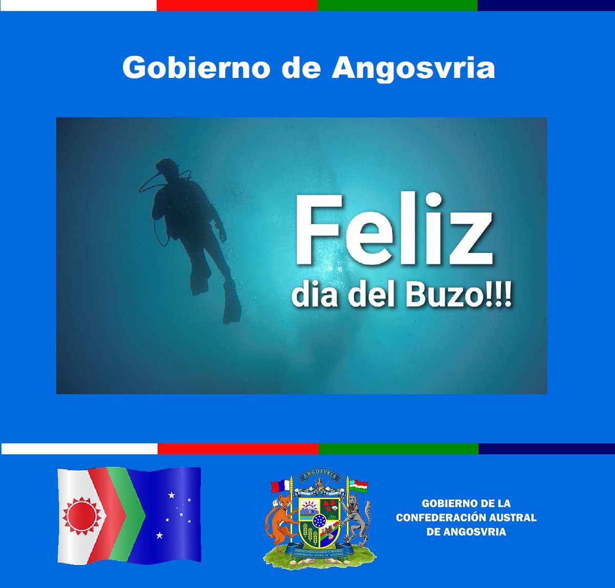Gobiernofedera4's tweet photo. Gobierno de Angosvria:
Campaña publicitaria:
Día Mundial del Buzo
-7 De Septiembre, 2023
#Angosvria #Micronations #Micronaciones
#DiversDay #Buzo https://t.co/mWtKCeyTvD