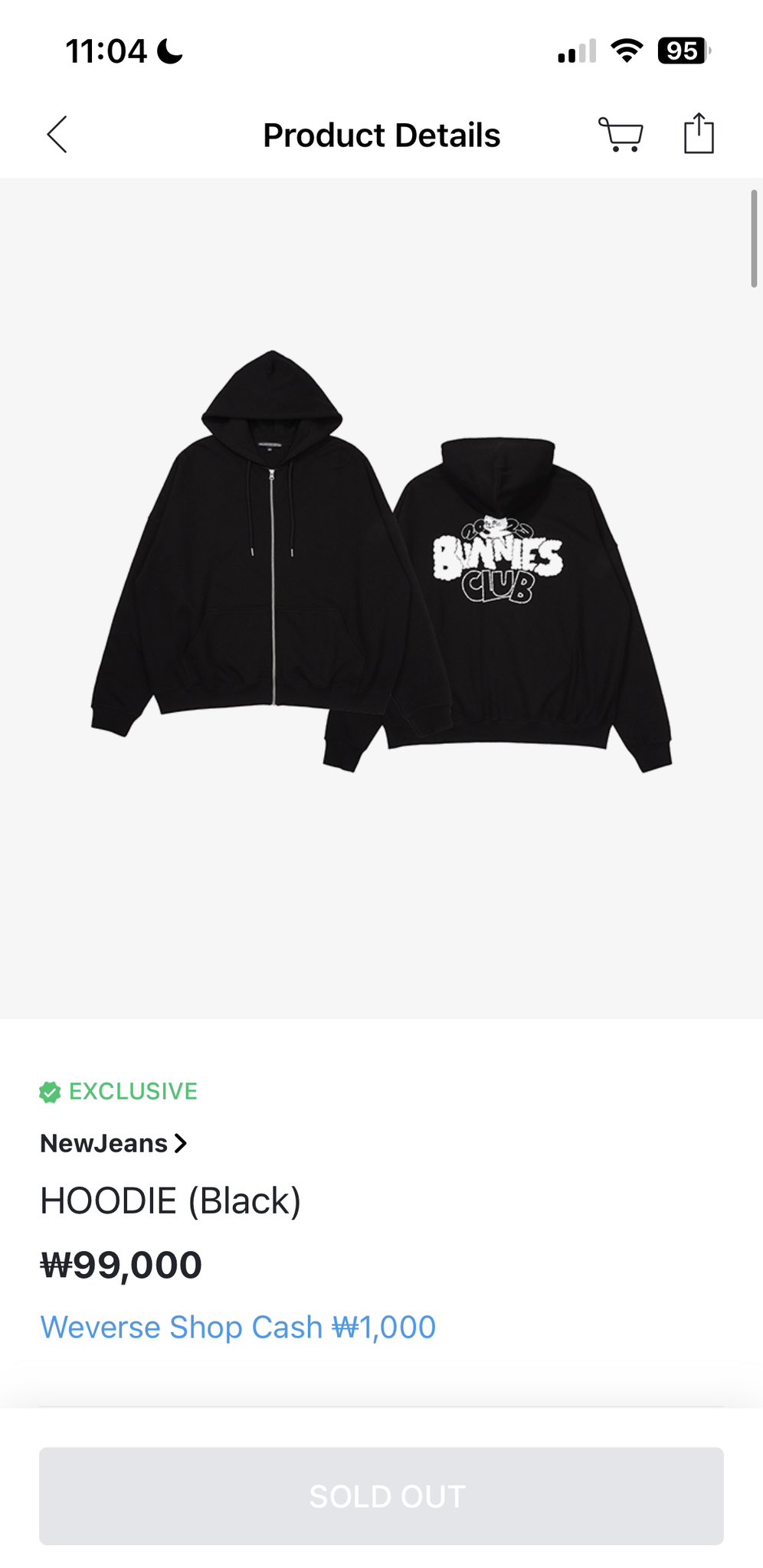 newjeans  BUNNIES CLUB HOODIE (Black)