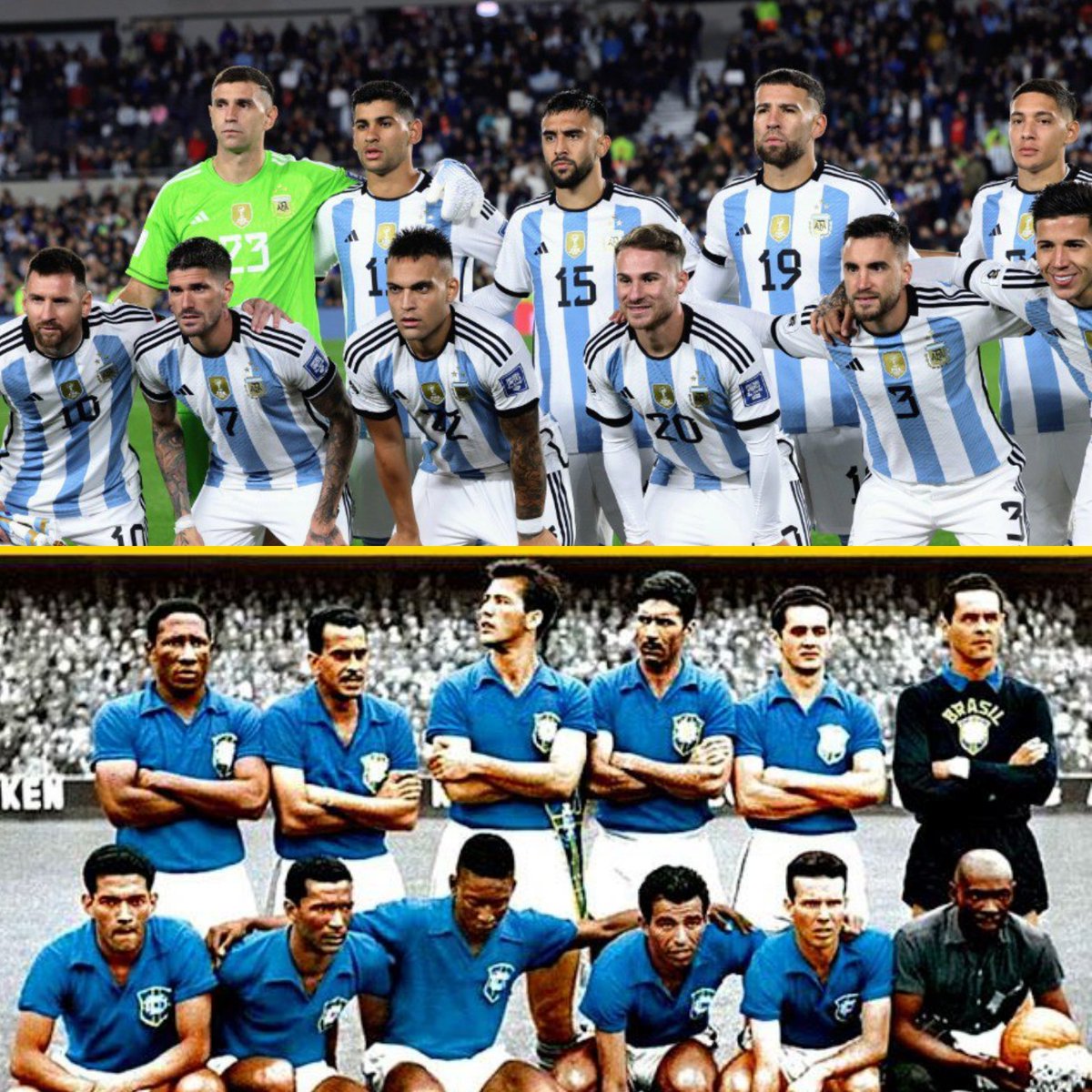 gastontr16's tweet photo. Les traigo el #ElijoCreer más increíble de todos 🤯

Tres primeros partidos de local después de ser Campeón Mundial👇

Brasil🇧🇷 (1958🏆)
✅2-0🏴󠁧󠁢󠁥󠁮󠁧󠁿
✅7-0🇨🇱
✅1-0🇨🇱

Argentina 🇦🇷(2022🏆)
✅2-0🇵🇦
✅7-0🇨🇼
✅1-0🇪🇨

Sí, Brasil🇧🇷 fue el ÚLTIMO bicampeón Mundial (1958-1962) 😉😉😉😉 https://t.co/OlYo5tCXbX
