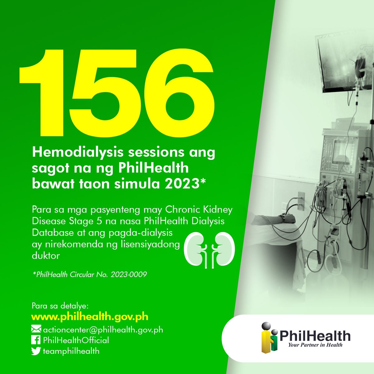 teamphilhealth's tweet photo. #MyPhilHealth sagot ang 156 hemodialysis sessions kada taon!
Patuloy na pagpapabuti ng mga benepisyo para sa lahat ng Filipino, SEGURADO!
#SagotKaNgPhilHealth
https://t.co/Vm1AgUCi64
https://t.co/YPB21RaXAA https://t.co/RclNqiZ0u8