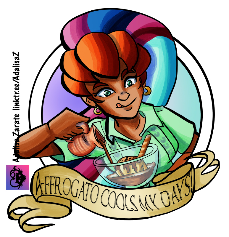 luxshine's tweet photo. Affrogato is a very specific type of coffee that is perfect for cold days. It's one cup of expresso poured over vainilla icecream. And of course, Gabriel loves to drink it on very hot days! Or cold days, or really, any day! #Buildingblocks #Buildingblockswebcomic #webcomic https://t.co/in4FgQD5Tw