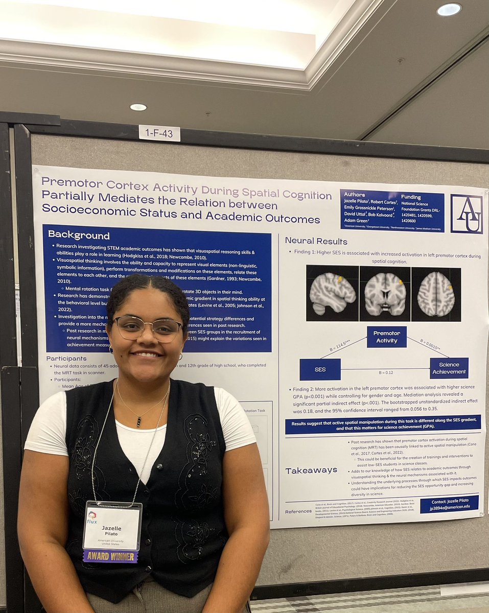 Having a great time at #Flux2023 so far! if you are around come check out my poster on SES, spatial cognition, and science achievement!