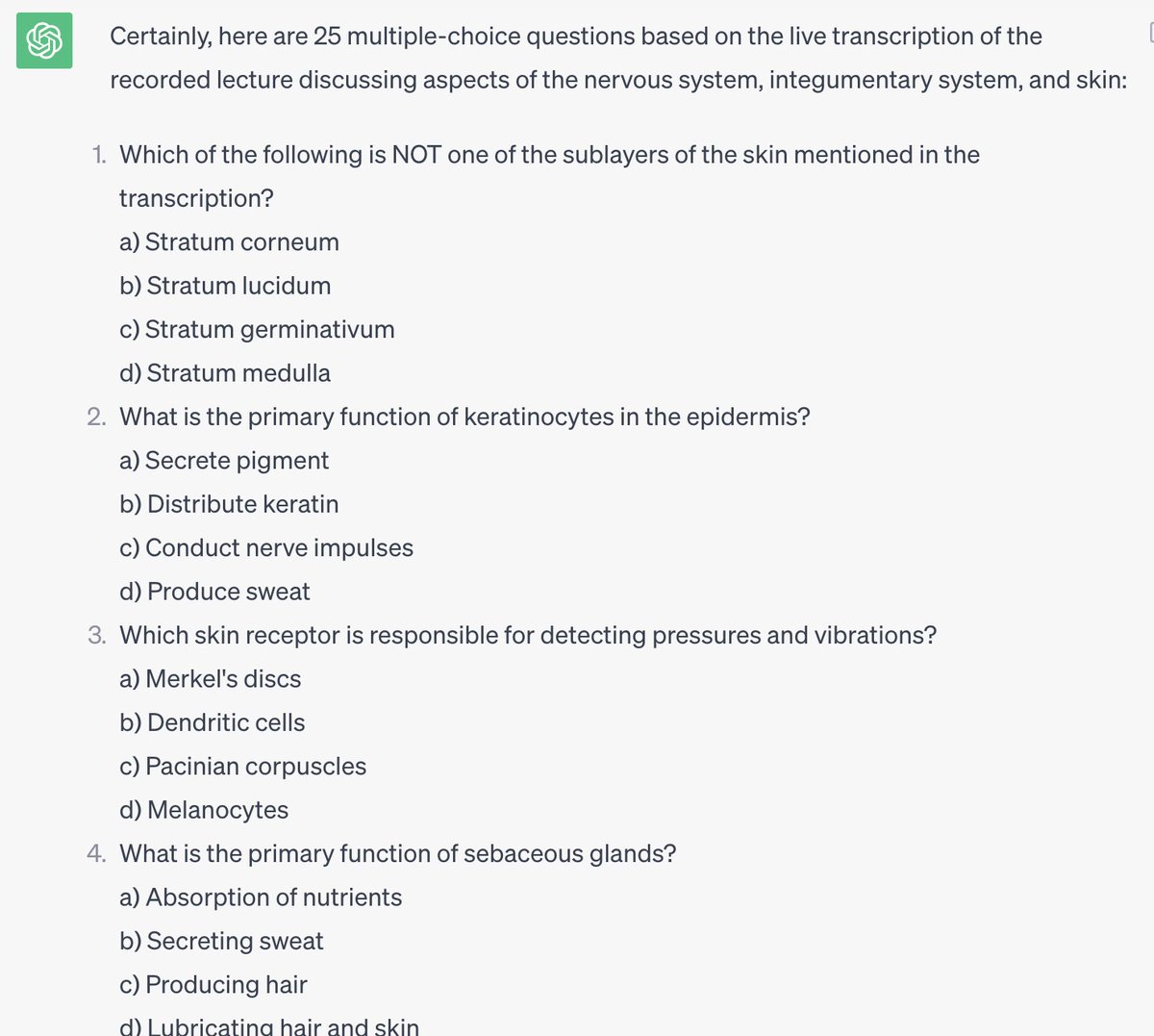 ShellTerrell's tweet photo. You can use AI to transcribe audio. I used https://t.co/MUNntopjub to upload a 15 min audio of a live lecture (Image 1: Otter Transcript). Image 2 shows the prompt I used in ChatGPT to make sense of it & 3 is the summary of key items. 4 are the questions & answers. #MyAIprocess https://t.co/tQeOc0QIFT