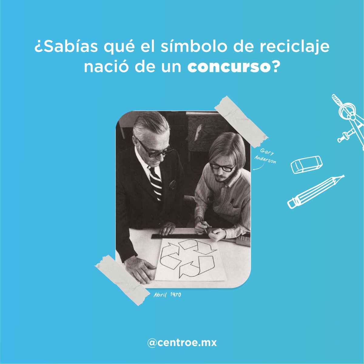 centroe_mx's tweet photo. Estás por tirar al bote de basura tu envase y de repente, notas este símbolo ♻️. A tu mente viene la palabra #reciclaje, pero, ¿quién lo hizo y por qué significa eso? En este #hilocentroe te lo contamos🧵👇♻️. https://t.co/R7ECPcjaZq